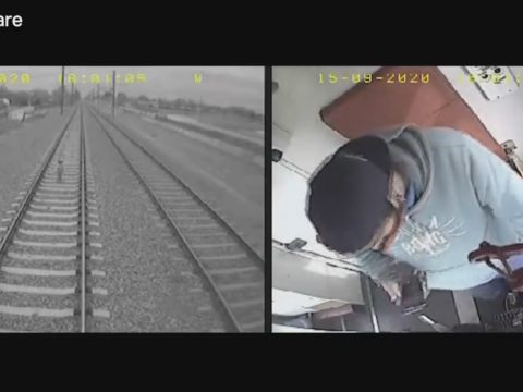 電車についていたカメラがとらえた様子