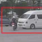 【動画ニュース】信号無視をしたバイクがハイエースにはねられる。ヘルメットに助けられたか。